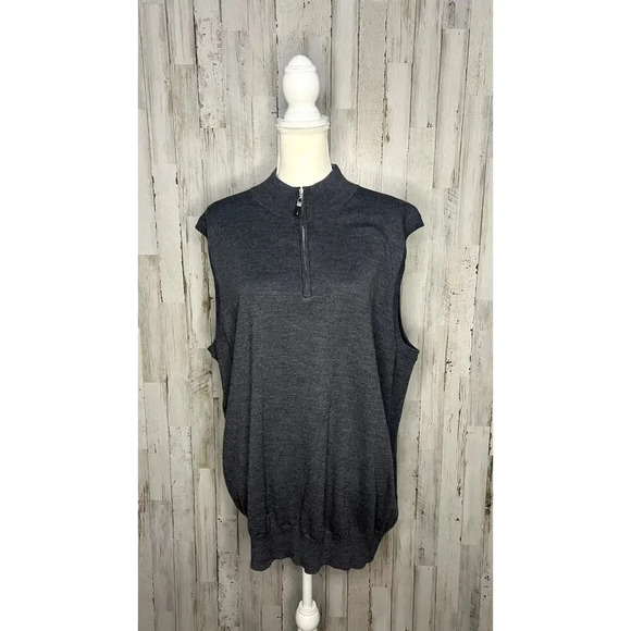 Peter Millar Men's XXL Gray Quarter-Zip Sweater‎ Vest Casual - Picture 1 of 5